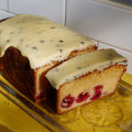 Passionfruit and raspberry cake.