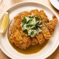 Chicken katsu with Japanese gravy.