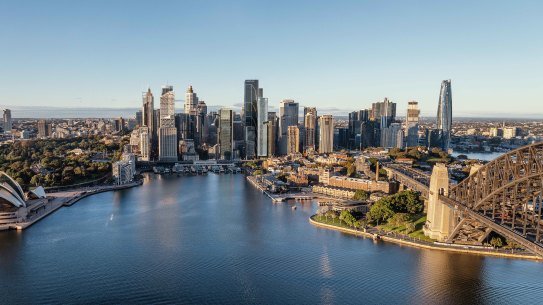 Lendlease’s One Circular Quay, the silver site to the right, reaches $1b sales as construction powers ahead.