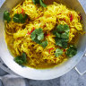 Stir-fried cabbage with turmeric.