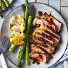 Steak with store-bought crispy chilli oil and simple sides is a midweek favourite.