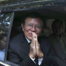 Kem Sokha arrives at court in Phnom Penh on Friday.