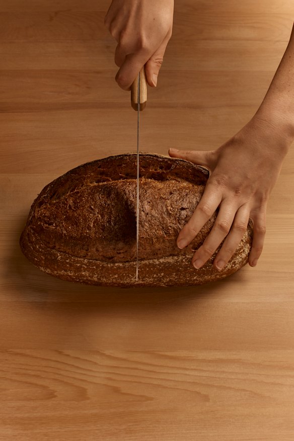 A freshly baked sourdough loaf.