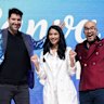 Canva founders Cliff Obrecht (left), Melanie Perkins and Cameron Adams.