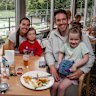 Paul and Abi Jolley enjoy a meal at the RSL with Darcy, 2, and Andie, 4.