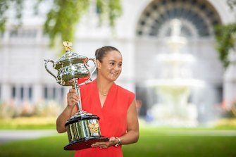 Ash Barty celebrates winning the Australian Open.