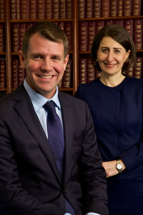 Then premier Mike Baird with deputy Gladys Berijiklian in 2015.