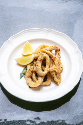 The fried calamari with chili.