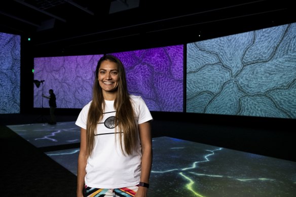 Gurindji and Waanyi artist Sarrita King, whose image of lightning is included in the exhibition.