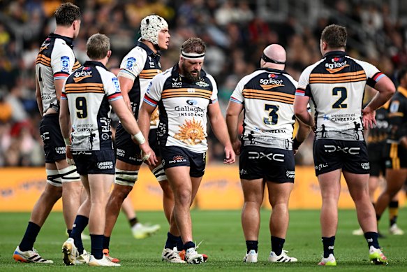Brumbies look downcast after a big loss in Christchurch.