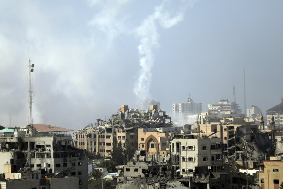 Israeli air strikes again pound Gaza City on Thursday.