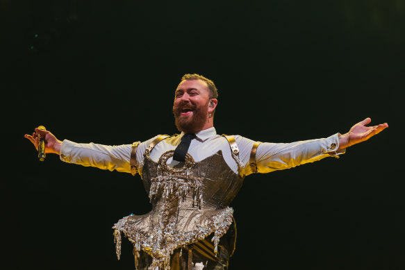 Sam Smith encouraged the Rod Laver Arena crowd to feel free.