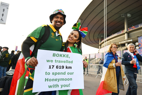 Springboks fans before the quater-final against France at the Stade de France. 