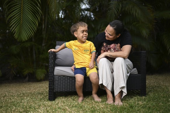 Quaden and his mother, Yarraka Bayles.