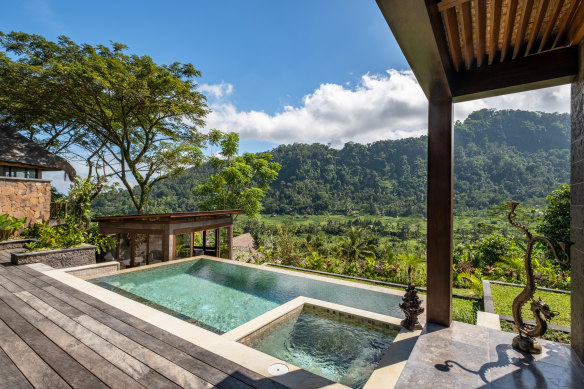 One of the pools at adult-only Samanvaya Sidemen Bali.