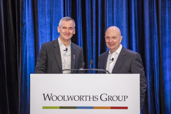 Woolworths chief executive Brad Banducci and chairman Gordon Cairns.