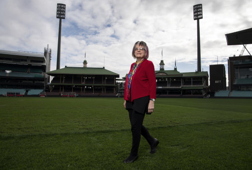 Meredith Burgmann at the Sydney Cricket Ground. Meredith invaded the pitch 50 years ago as part of a Springbok demonstration.