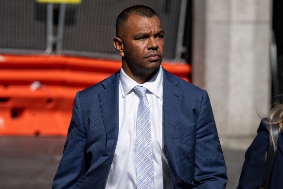 Kurtley Beale arrives at Downing Centre District Court on Monday for his sexual assault trial.
