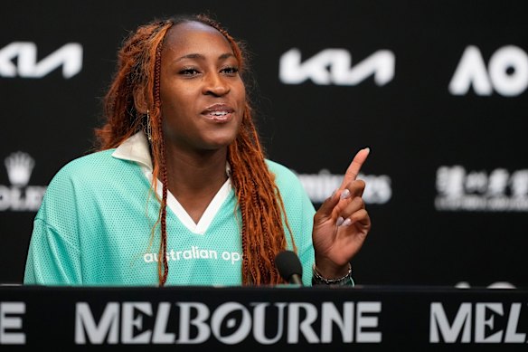 Coco Gauff addresses the media ahead of this year’s Australian Open.