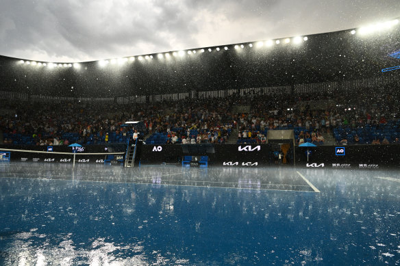 Rain delays play at the Australian Open on Tuesday evening.