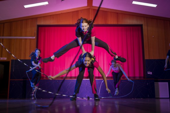 Athletes from Skipz in bayside Melbourne show off their skills ahead of the Victorian skipping champs in late May.