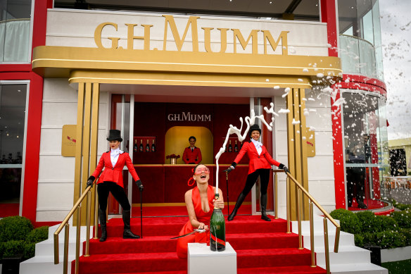 Model Jessica Gomes at the unveiling of the Theatre G.H. Mumm marquee.
