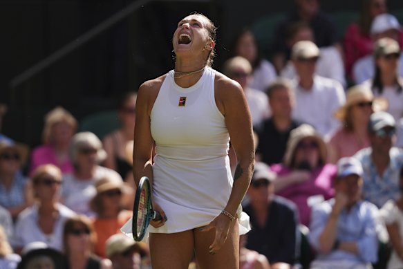 Sabalenka endured a frustrating day on Wimbledon’s centre court.
