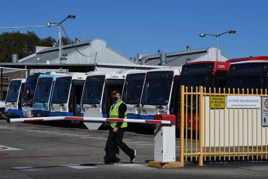 A bus driver at the Burwood bus depot on Thursday.