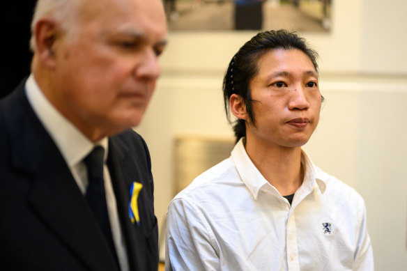 Bob Chan attends a press conference alongside Conservative MP Iain Duncan Smith who is hosting the press conference on October 19 in London, United Kingdom.