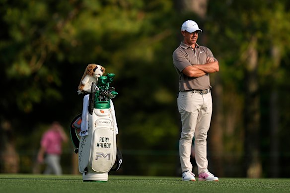 Rory McIlroy, of Northern Ireland, waits to hit on the 15th hole. 