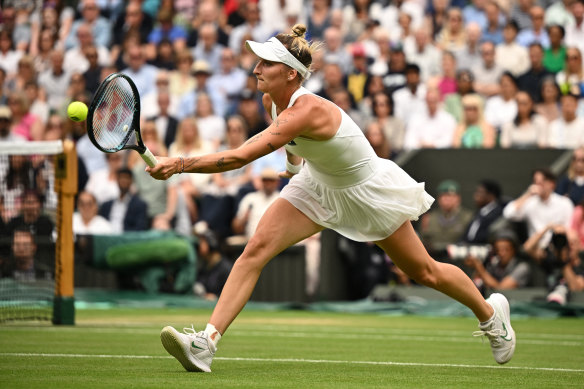 Czech Republic’s Marketa Vondrousova in action.