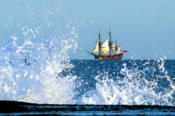 An Endeavour replica off the coast of Sydney.