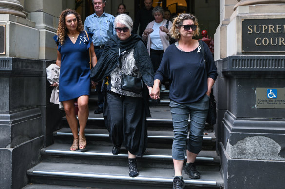 Fraser’s mother Janine Fraser (middle) leaves the court.