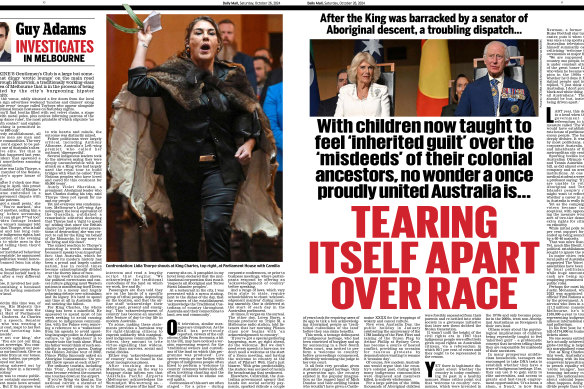 Daily Mail article by Guy Adams on October 25 about Senator Lidia Thorpe.