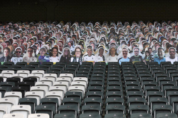 Moenchengladbach placed cardboard cut-outs of fans at a recent Bundesliga match.