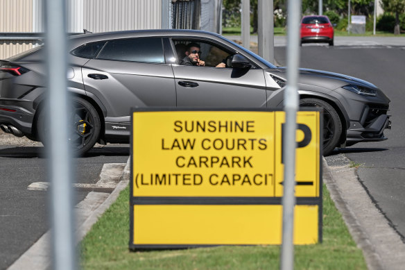 Portelli leaves Sunshine Magistrates’ Court on Tuesday in a grey Lamborgini four-wheel-drive.