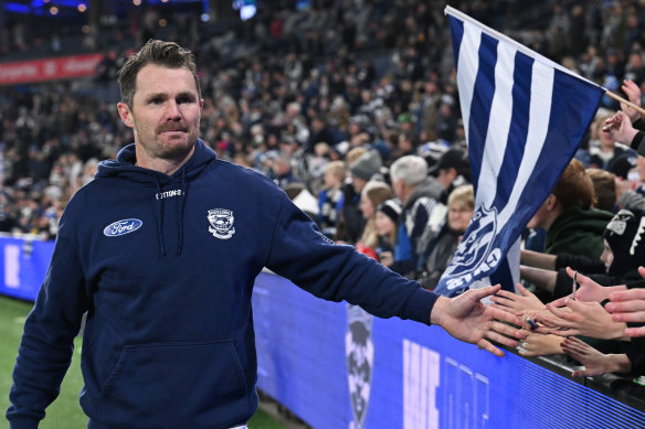 Patrick Dangerfield greets the fans.