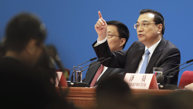 Li Keqiang, China's premier, speaks during his annual news conference.