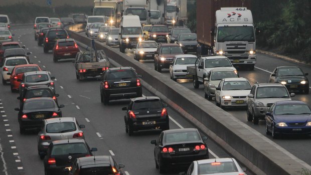 Traffic on the M5. Western Sydney workers face the longest commute in Australia.

