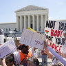 Protesters outside the US Supreme Court at the weekend. 