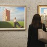 Guests admiring some of Smart’s artworks on display at the National Gallery of Australia. 