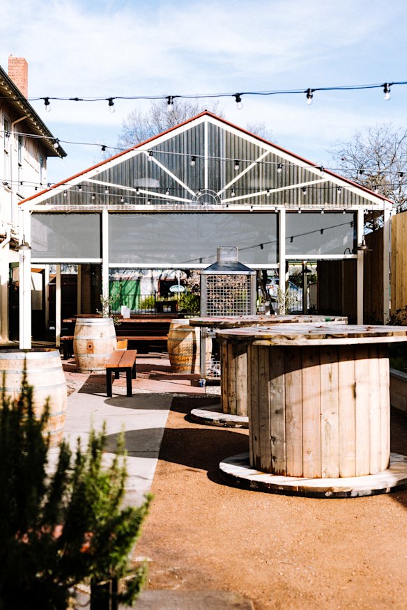 The beer garden has both shade and heaters, plus a stage for local musicians.