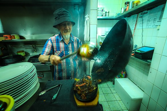 Owner and chef Chee Wong in the kitchen of Toishan Chinese restaurant in Bendigo.