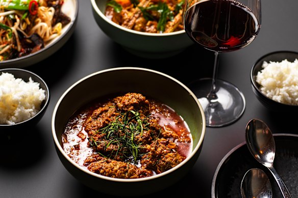 Coconut beef rendang.