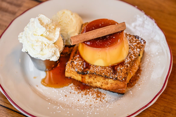 Honey butter toast with creme caramel.