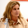 Anita Frawley speaks during a public hearing into the inquiry into concussion and repeated head trauma in contact sports, in Melbourne,