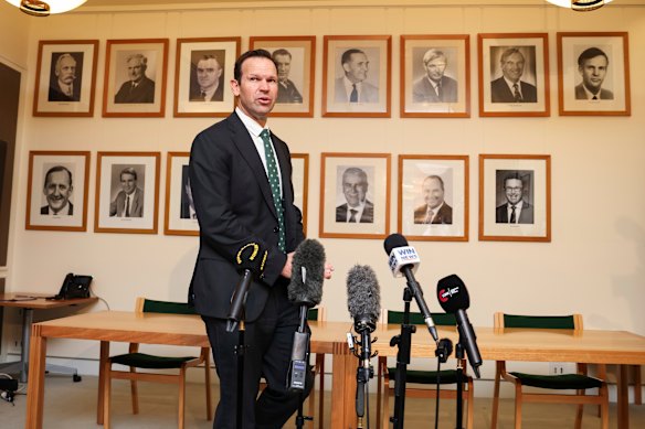 Nationals leader Matt Canavan arriving at a press conference after his election.
