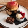 Japanese souffle pancake with Nutella rice crisp at Clementine in South Melbourne.