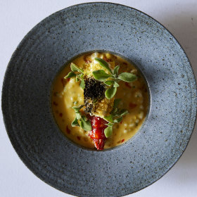 Manjimup marron with corn and ice plant.