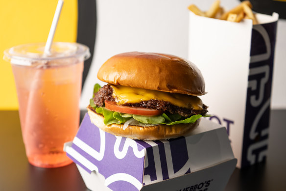 The Classic smashburger with chips and watermelon soda.